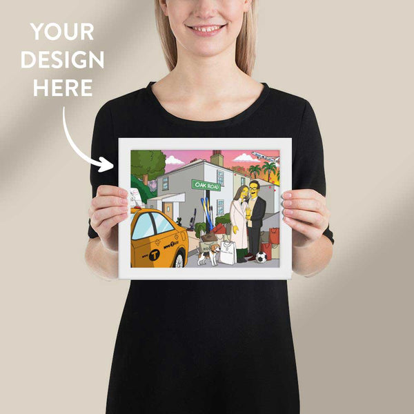 10×8 inches size white framed poster with custom artwork