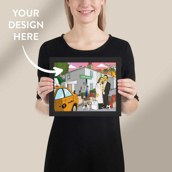 10×8 inches size black framed poster with custom artwork