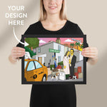 16×12 inches size black framed poster with custom artwork