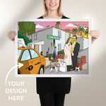 24×18 inches size white framed poster with custom GetAnimized cartoon drawing