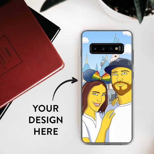 Personalized Samsung Galaxy S10 case with GetAnimized custom design print on it. Text on the image says Your Design Here.