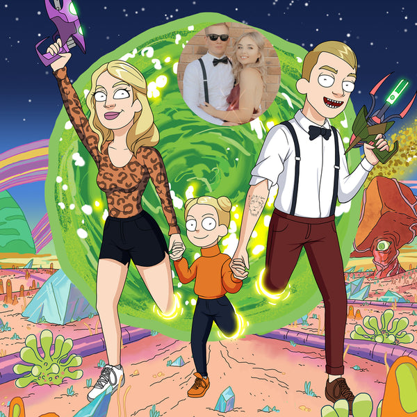 Science Fiction Cartoon Portrait on Canvas