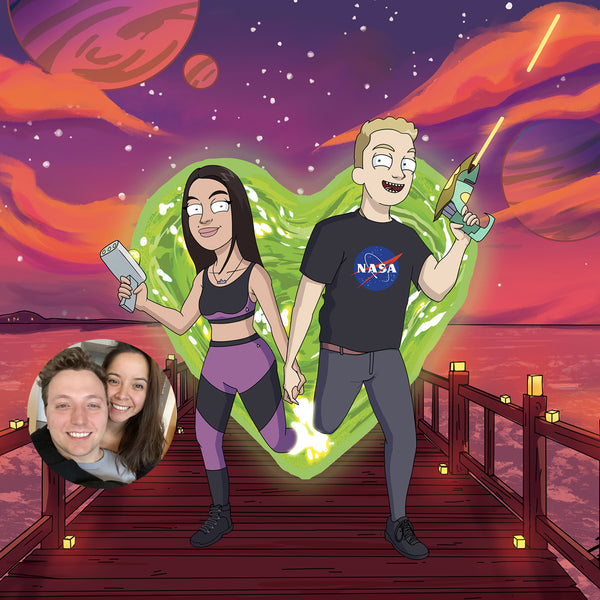 Science Fiction Cartoon Portrait on Canvas
