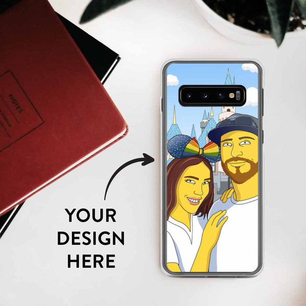 Personalized Samsung Galaxy S10 case with GetAnimized custom design print on it. Text on the image says Your Design Here.