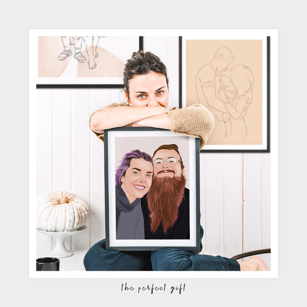 custom vector art drawing from getanimized is a perfect gift for her perfect gift for him. stylish and personalized wall art will hold your memories and make your space feel more like you